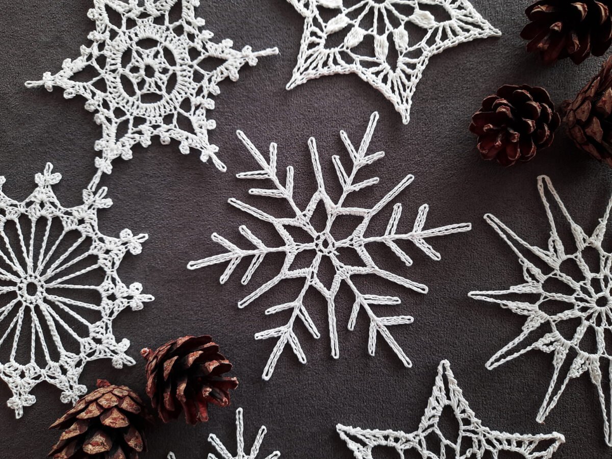 Crochet snowflake ornaments