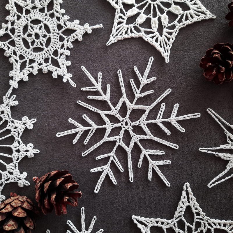 Crochet snowflake ornaments