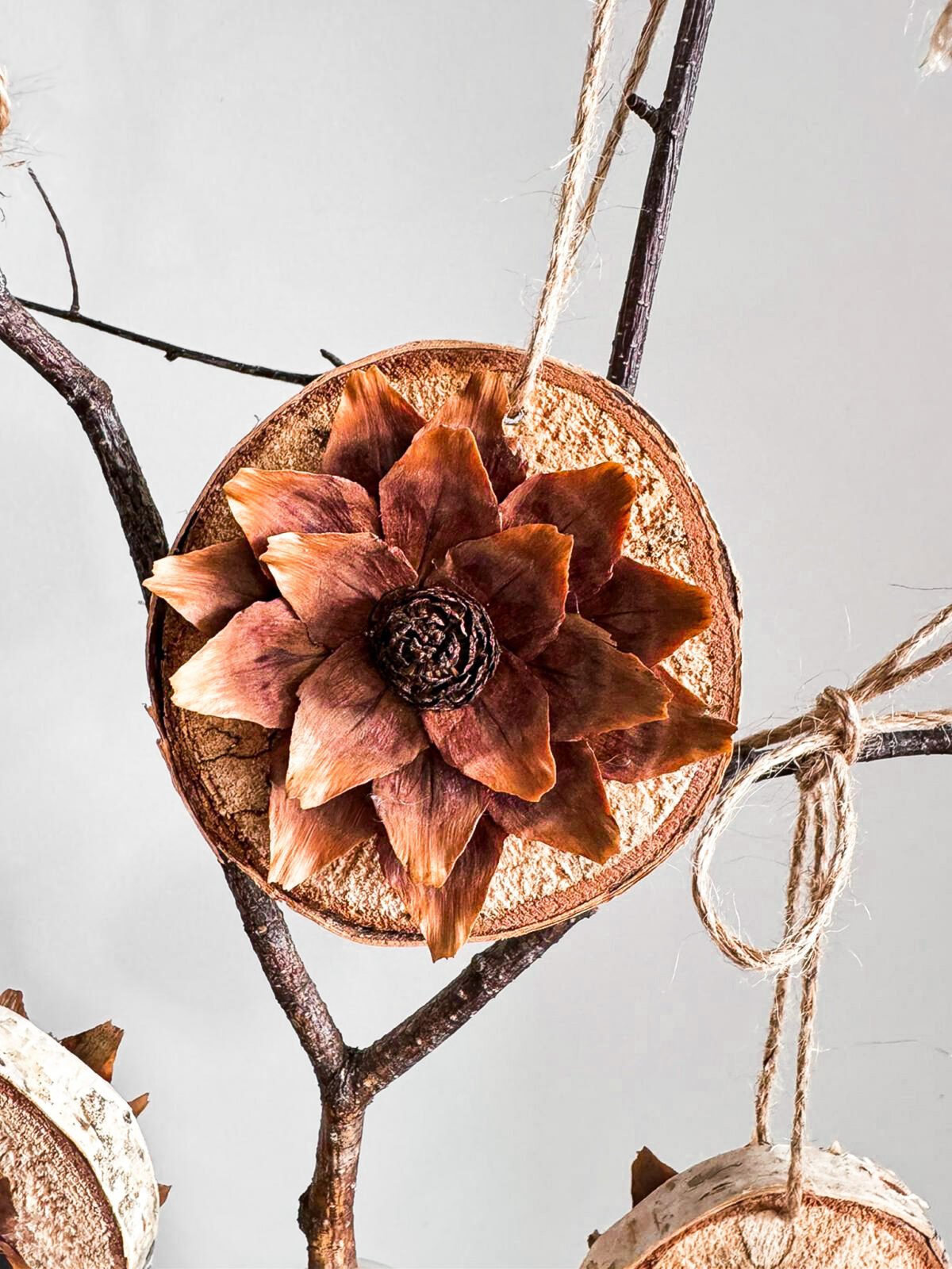 Wood flower ornaments