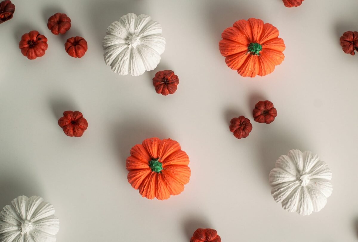 Concrete mini pumpkin ornaments