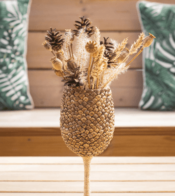Pinecone wine glass vase