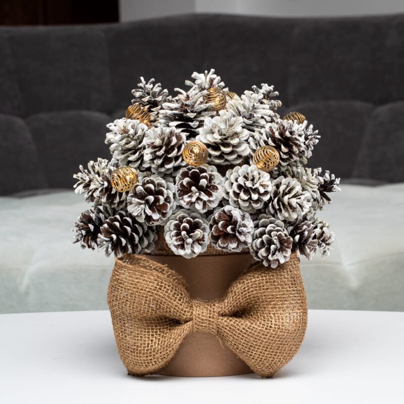 Golden pine cones & string lights bouquet