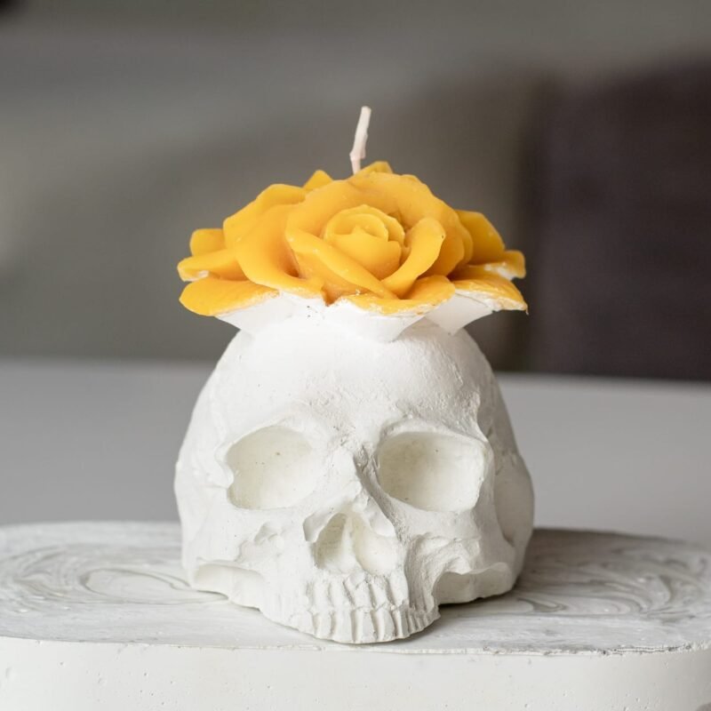 Flower skull candle