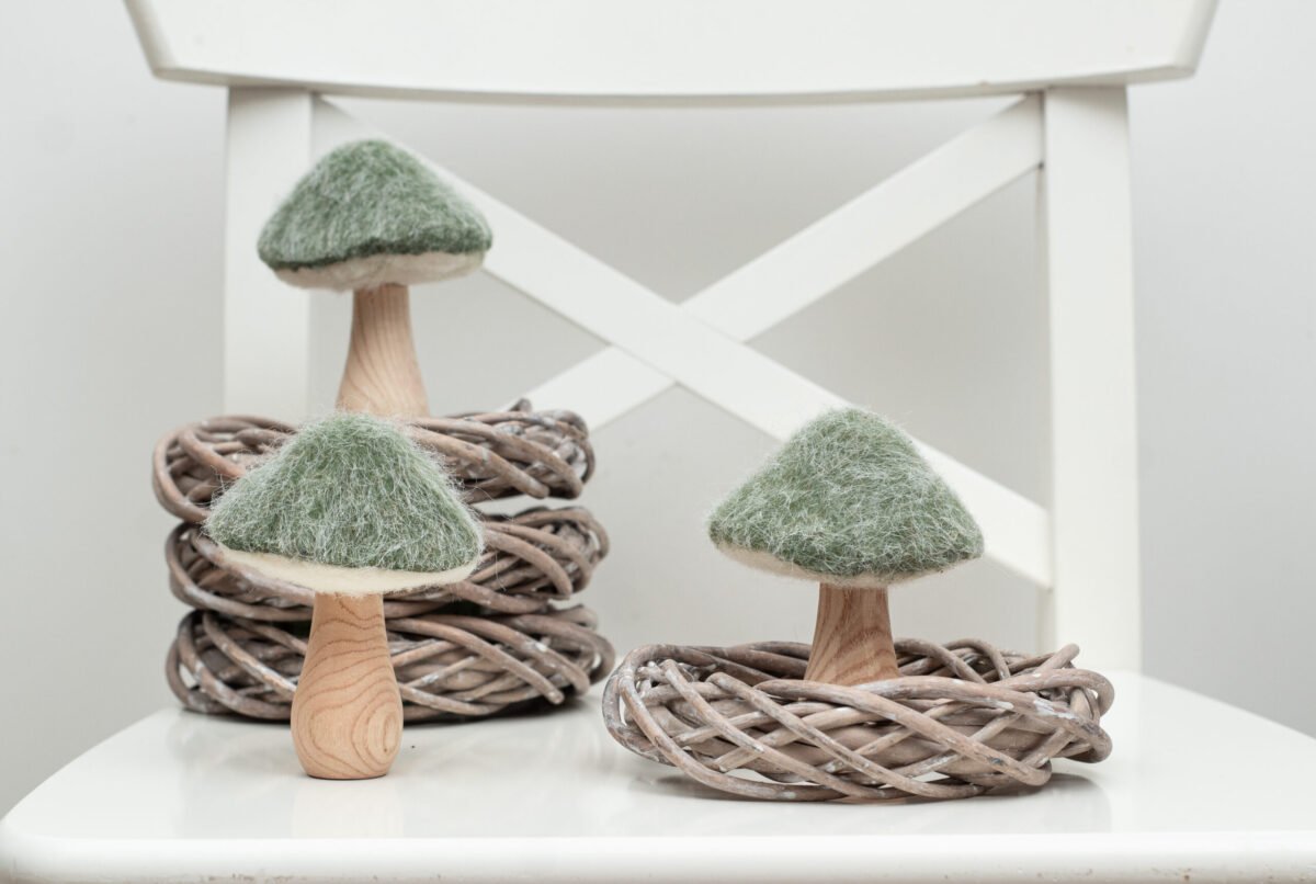 Felt & Wood Mushrooms