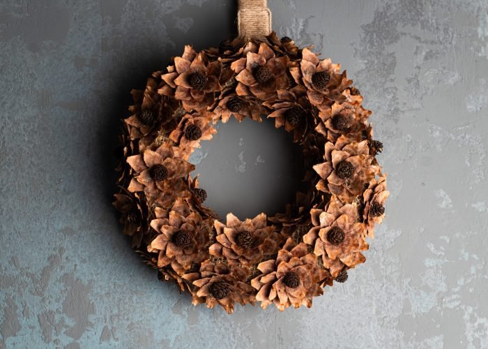 Pinecone flower wreath-6